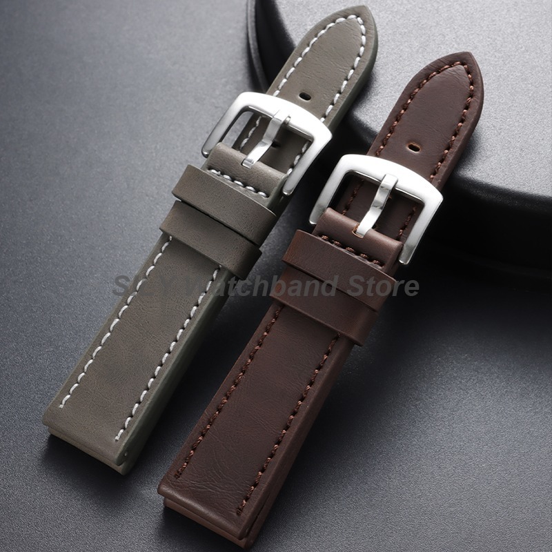 Suede Strap Watch - Bracelet de montre en cuir véritable,