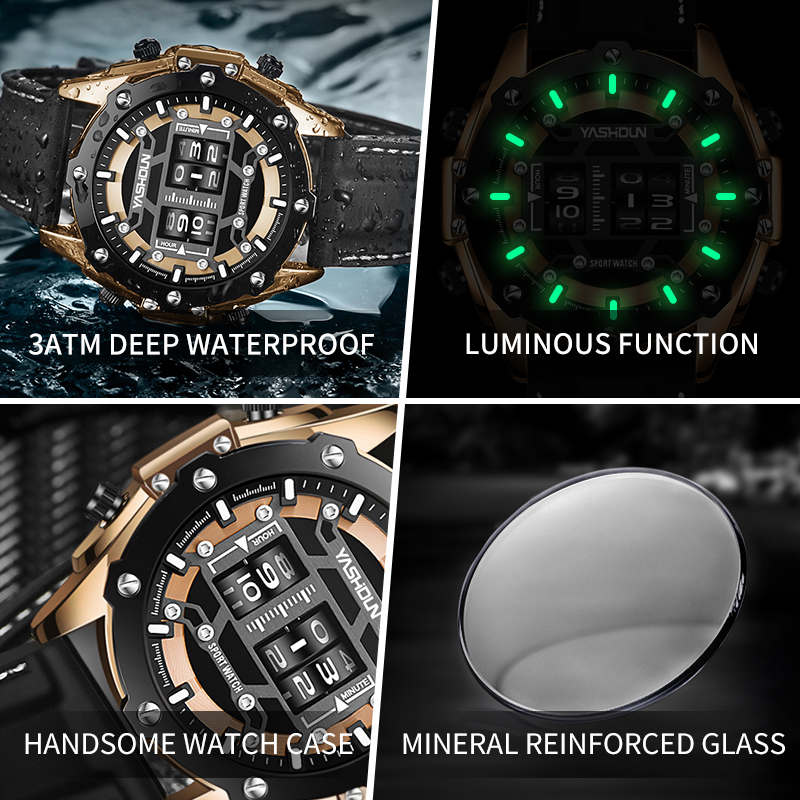 Montre numérique créative à qu - Leather Watch Band Men avis et prix