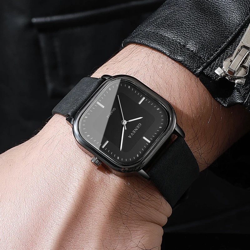 Montre classique à cadran carr - Leather Watch Band Men avis et prix